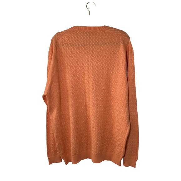 Alan Flusser Mens XXL Coral V Neck Silk Cashmere Textured Sweater - Picture 3 of 6